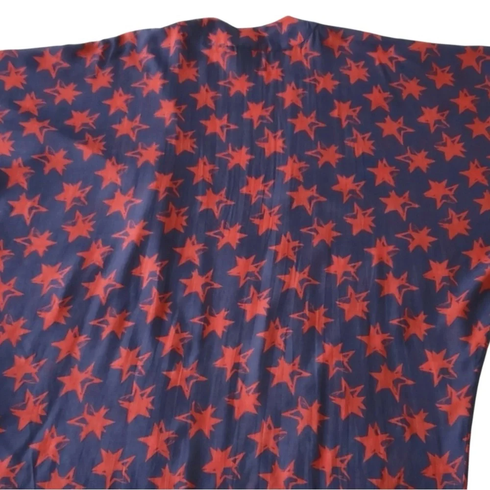 Anna & Ava Blue with Red Stars Kimono Silhouette Cover Up